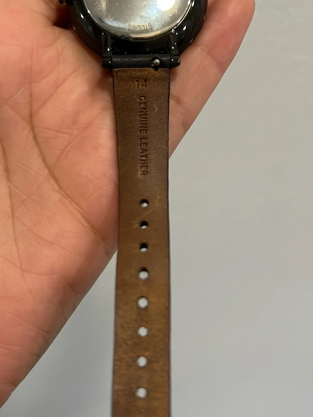 Fossil Black Leather Strap woman Watch with Black Dial